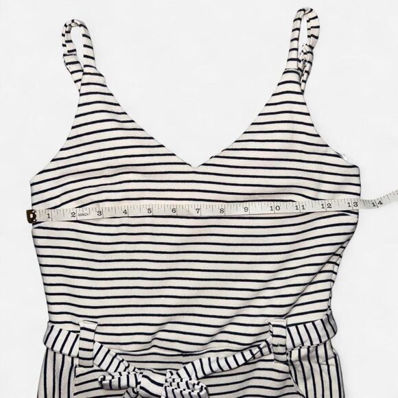 NWOT Cream and Navy Striped Stretchy Jumpsuit - Picture 3 of 8